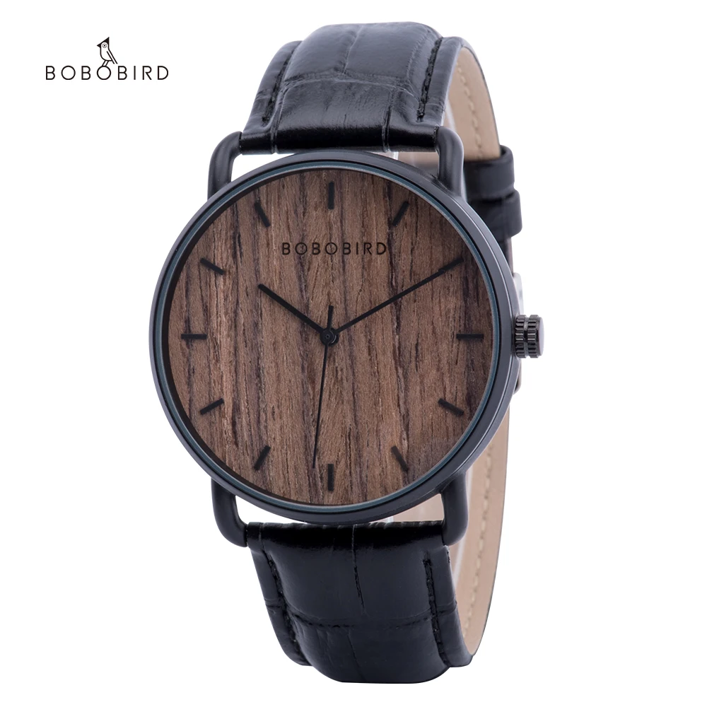 

BOBO BIRD luxury custom logo watch male natural oem watch with leather watchband men wholesale wood watch for friends