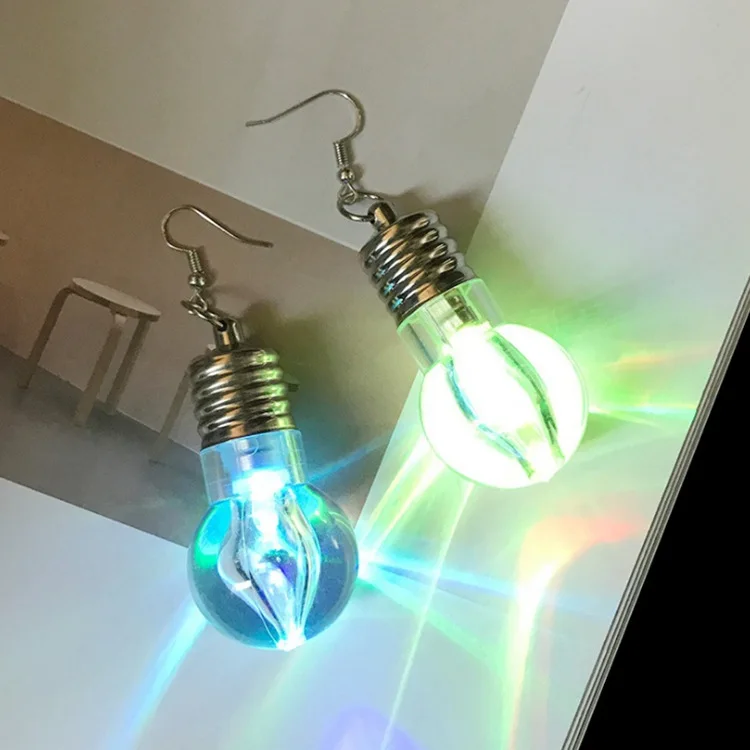 

2021 statement earrings star with the same creative stud earrings women LED colorful light bulb minimalistic earrings