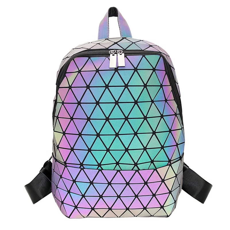 

Unisex Reflective School Bags Laptop Large Waterproof Geometric Luminous Backpack