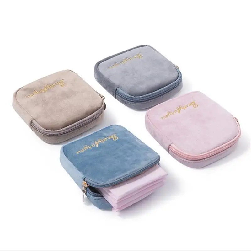 

Portable Soft Velvet Square Lipstick Makeup Bags Coin Purse Sanitary Pad Pouch Mini Toiletry Storage Bag, Accepted customized