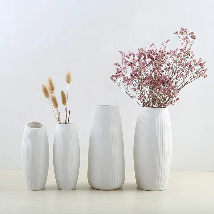 

Nordic Ins Crafts Dried Flowers Flower Arrangement Cylindrical Decoration Ornaments White Ceramic Vase