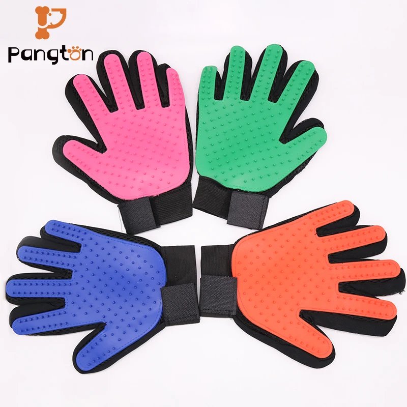 

pet glove grooming 2021 deshedding pet combing grooming gloves hair remover fur brush shower spa wipes bathing clean gloves, Blue,green,red,rose red