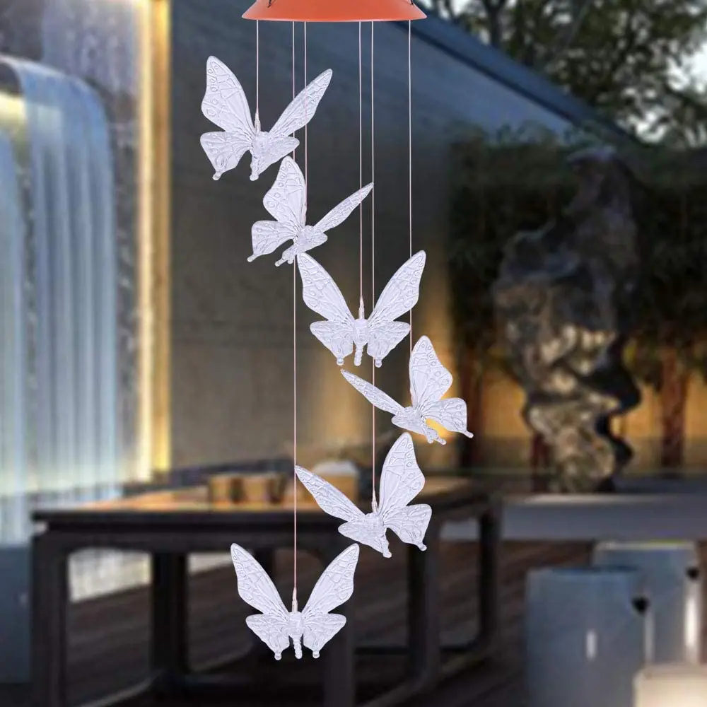 
Wholesale outdoor wind chimes color changing romantic wind chimes star decoration solar light 
