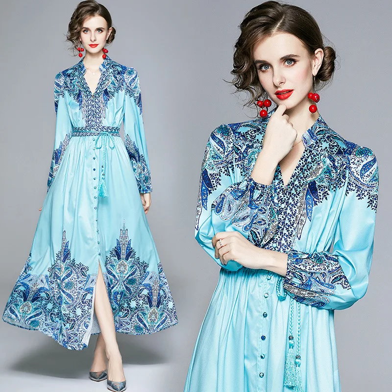 

Vintage Spanish Boho Dress retro 1950s 60s vestido retro rockabilly 50s femmes maxi robe pinup long sleeves dresses for women, Customized color
