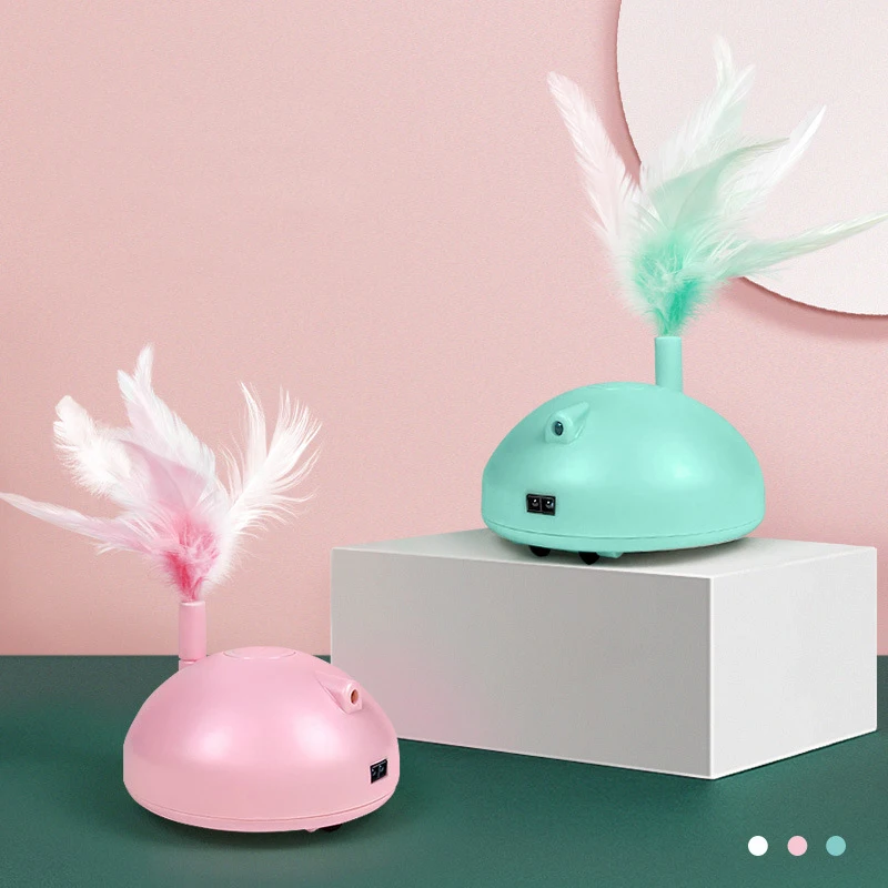 

USB Charging Electric LED Lighting Cat Toy With Feather Pet Accompany Toy