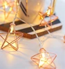 3M 20LEDS 3AA Battery Power Vintage Geometric Gold Rose Iron Star Shaped Metal LED Fairy String Light For Christmas