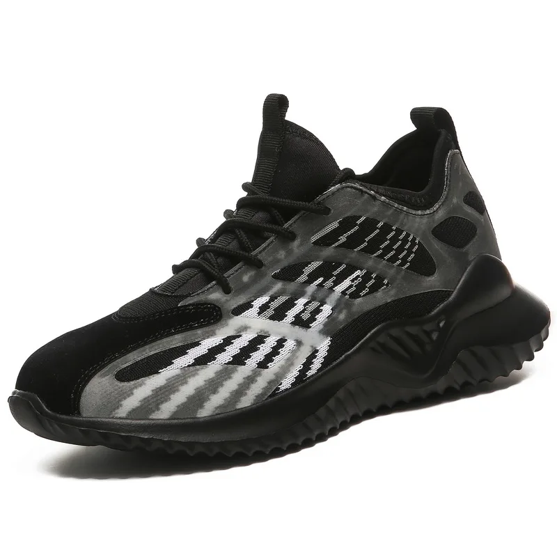 

New Autumn Men' Wild Sports Shoes Comfortable and Breathable Knitted Mesh Casual Shoes Large Size Men Sneakers, Black white