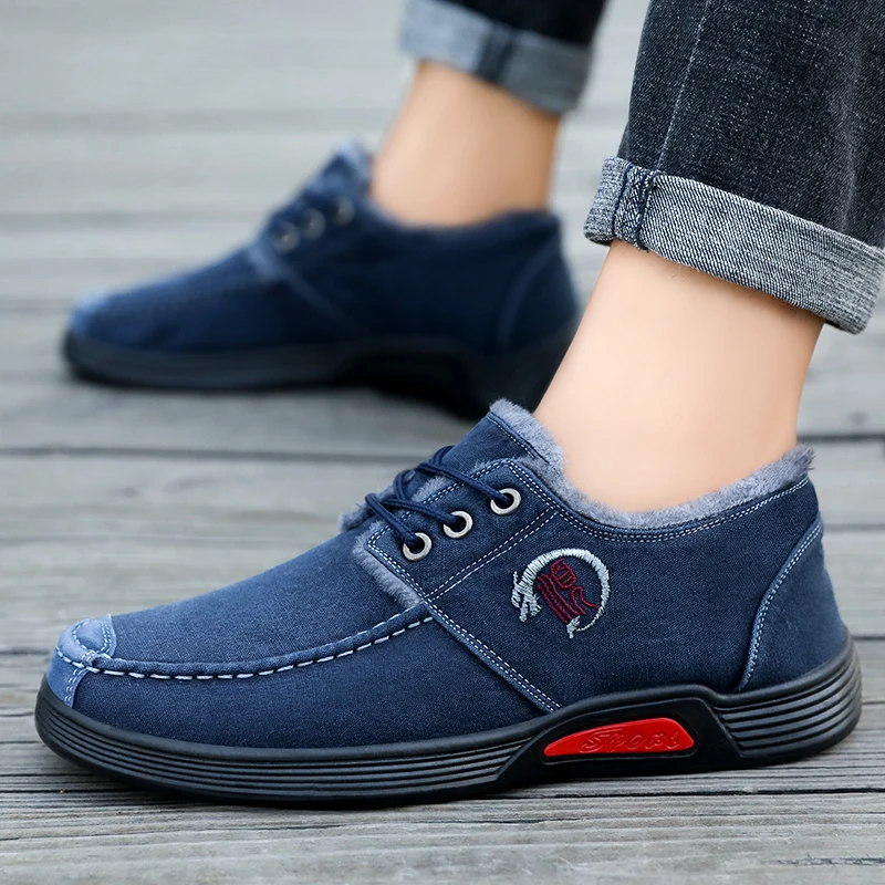 

BM-B125M Soft Comfort Slip On Warm Boots Formal Winter Men Shoes, Blue/black