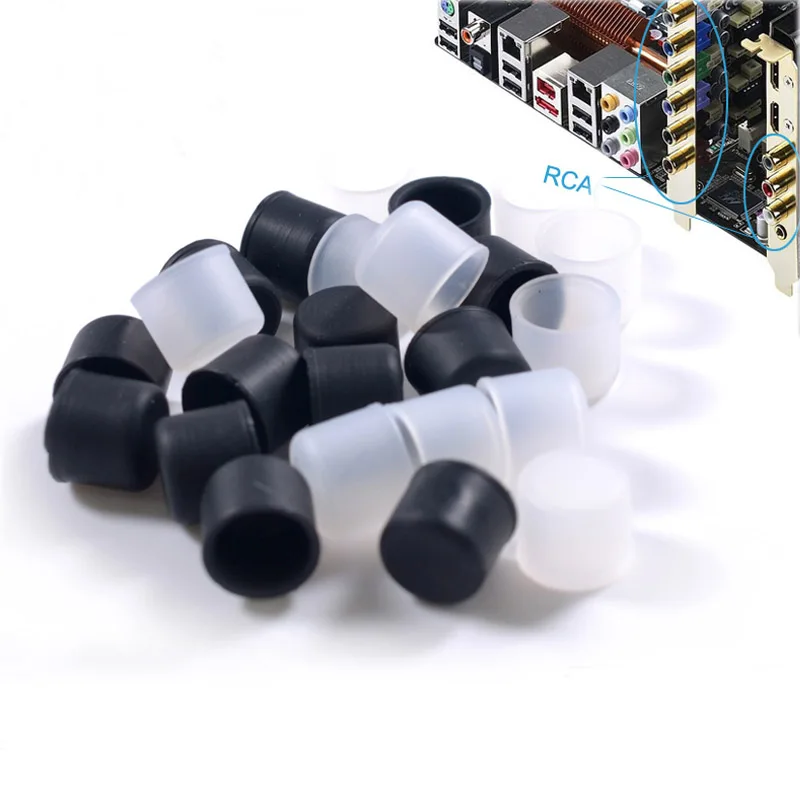 

RCA Plug Protective Cover Audio Lotus Head Lotus Block Plug Dust-proof Cover Dust-proof Cap, Black.white