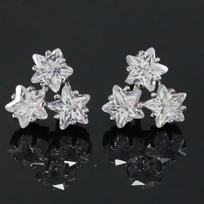 REETI 925 Sterling Silver Star Crystal Stud Earrings for Women Elegant Wedding Jewelry Zirconia Studs Earrings