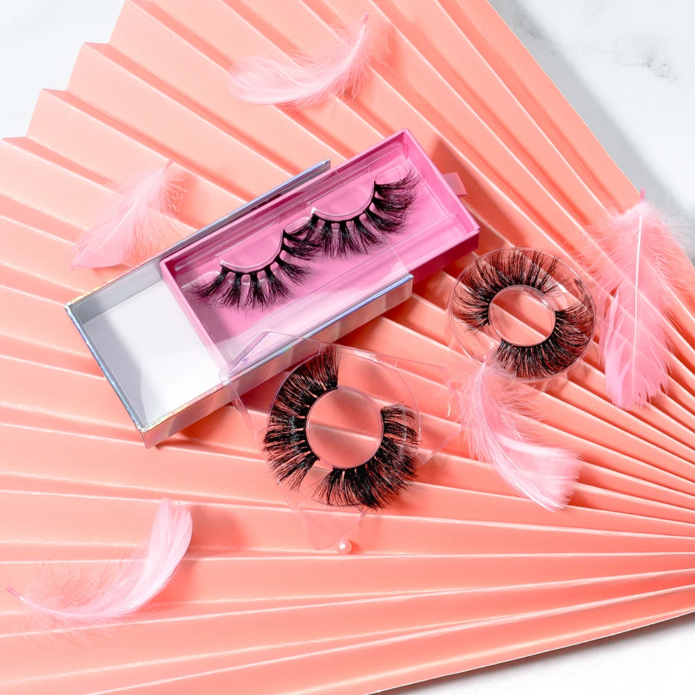 

Wholesale Cruelty Free Dramatic Mink Lashes Faux 3d Mink Lashes 25mm Fluffy Eyelashes With Packaging Box