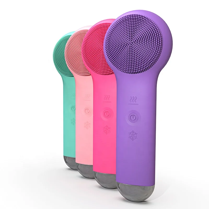 

Electric Silicone Sonic Facial Cleansing Brush Pore Cleaner Comedo Exfoliating Waterproof Face Cleanser With Hot Cold Compress, Purple/green/pink/rosy/customize