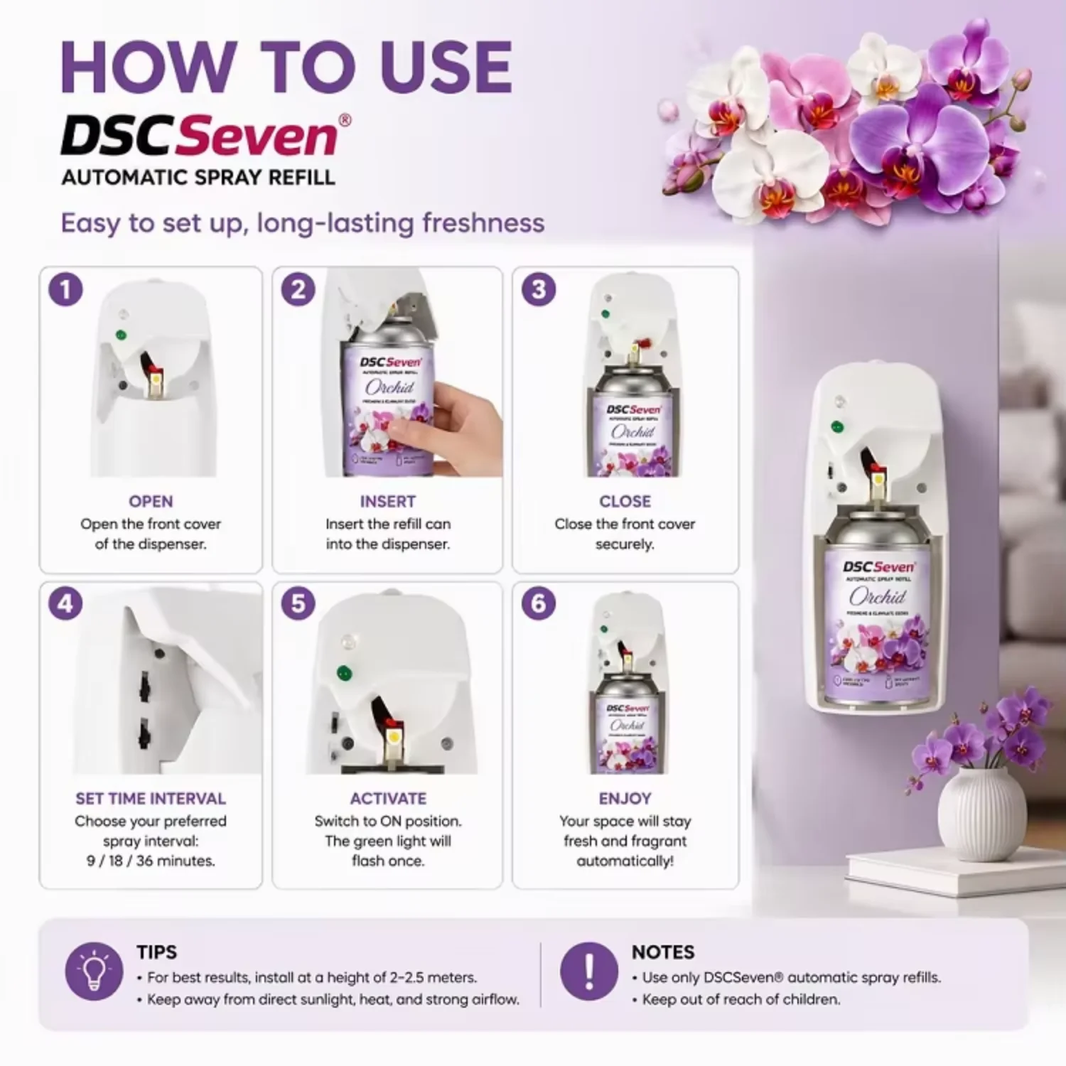 Lavender Scent Air Freshener Spray for Bedroom Automatic Spray Refill Air Freshener