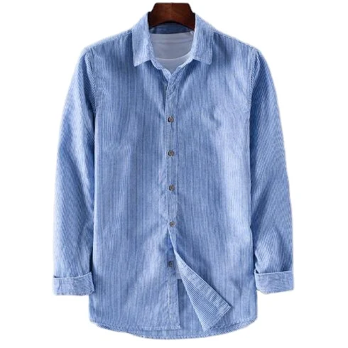 

2020 autumn fashion new striped long sleeve square collar shirt casual retro cotton top custom