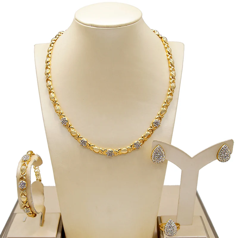 

Yulaili's XOXO fashionable women 18K gold-plated New design Hot Sale Water Drop diamond jewelry set