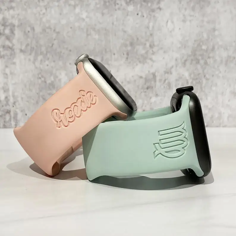 

New arrival luxury carved Letters silicone strap band for apple iwatch series 4 3, for Apple watch band silicone sport, Many colors for your choice