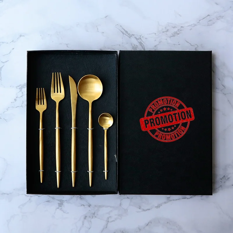 

Hot selling!!! Custom Popular flatware set spoons and forks stainless steel black and gold cutlery sets, Black gold