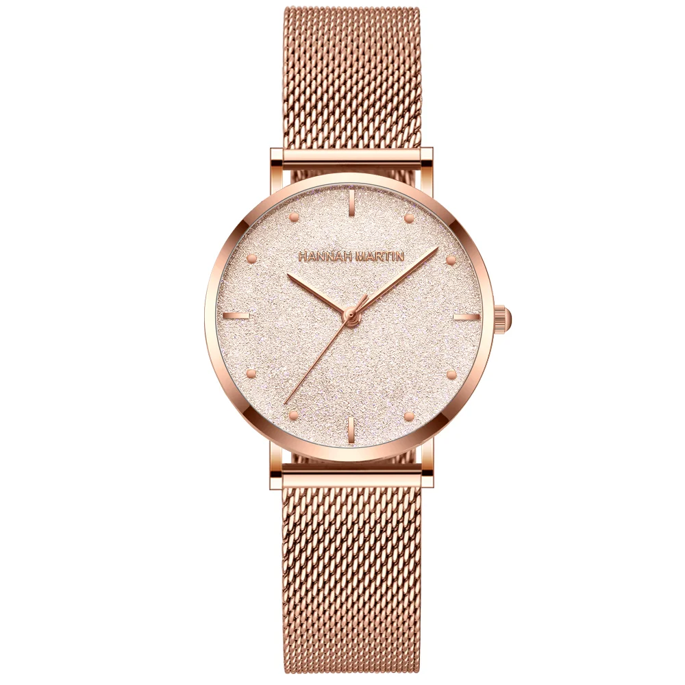 

New Design Brand Starry Sky Waterproof Women Wrist Watches Steel Mesh Cheap Minimalist Ladies Quartz Watch Reloj De Mujer, 5 colors