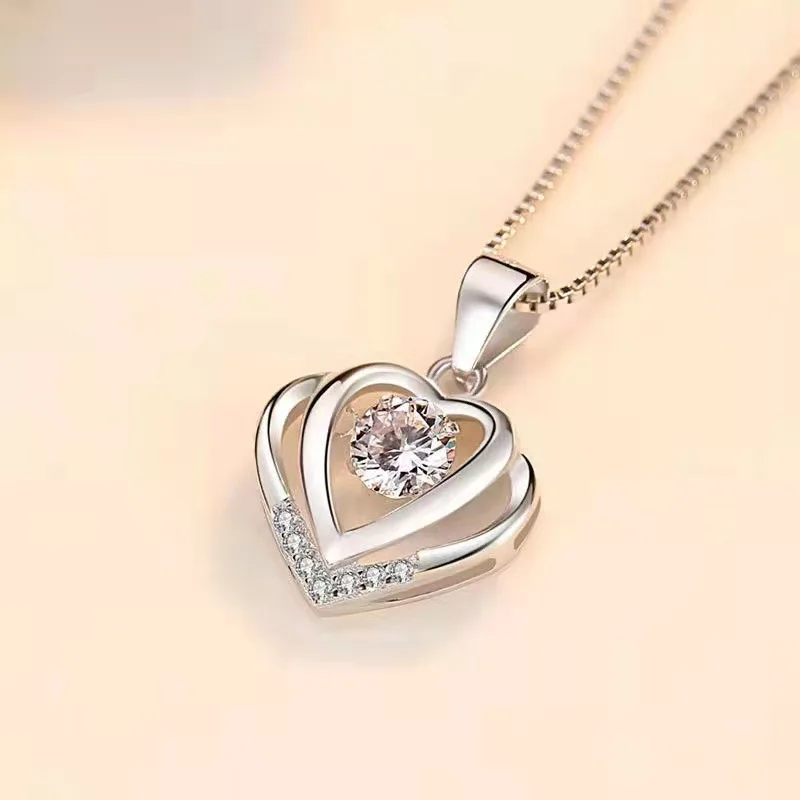 

Sterling silver necklace 925 necklace heart-shaped