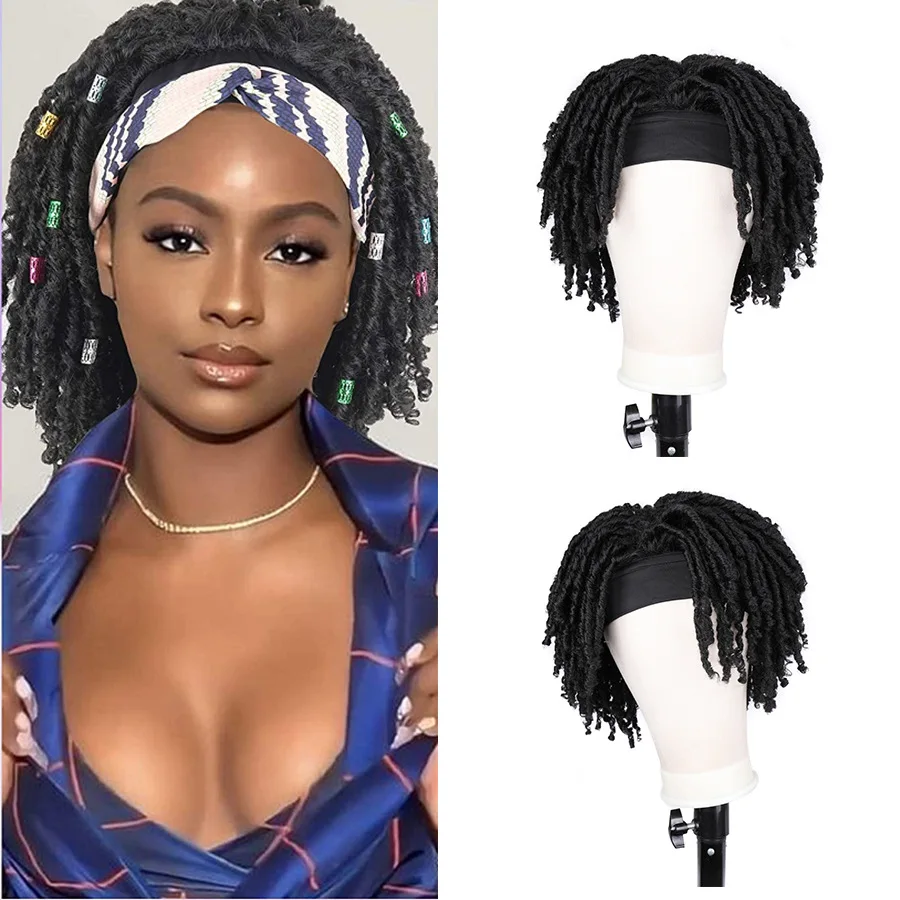 

Fluffy Stretch African Dreadlock Braid Wig Headgear With Hairband Euroamerican Women's Wigs, Pics