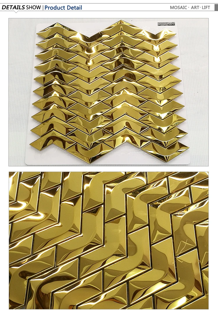 Royal style gold mirror stainless steel mosaic tile for luxurious decoration