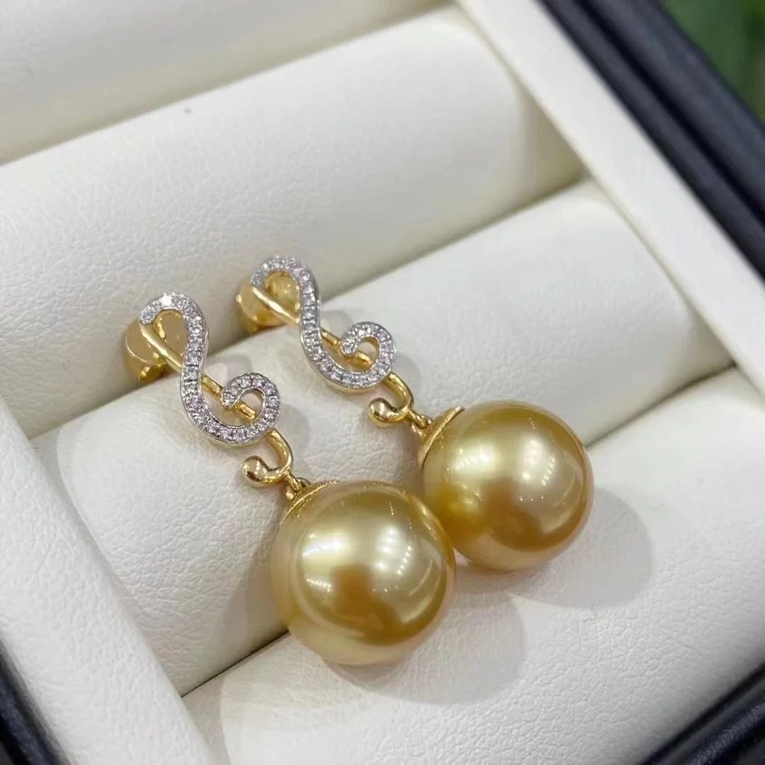 

E621 11-12mm DIY Natural Freshwater pearl charm earrings mounting accessory 925 sterling silver Gold Plated jewelry for women