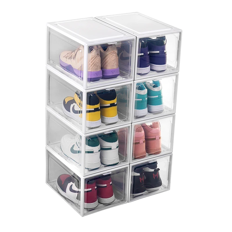 

AJ big fitness basketball shoes collection stackable durable hard plastic clear transparent shoes Storage Box with magnetic