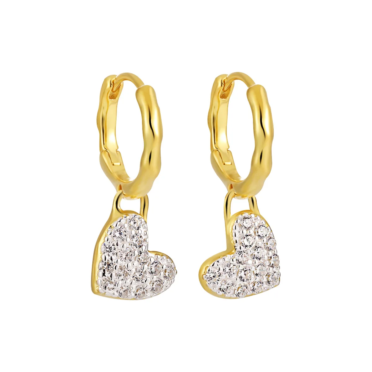 Fine Jewelry 925 Sterling Silver Heart Drop Earrings 18K Gold Plated 925 Silver Hoop Earring Jewelry for Women Wholesale