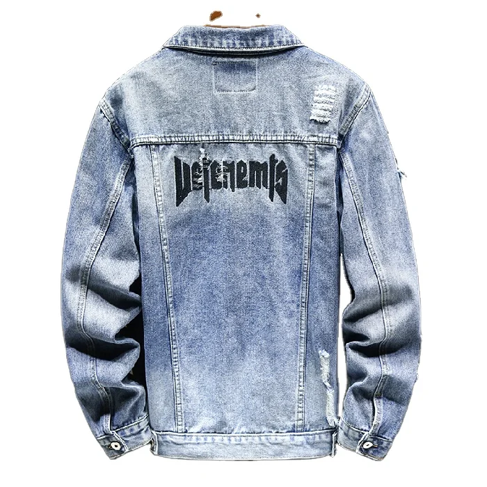 

New Style Embroidery Trend Leisure Loose Motorbike Jacket Oversized Wholesale Denim Jacket