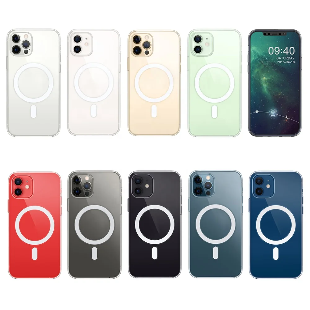 

Amazon Hot Selling Transparent Shock Absorption Anti-skid Magnetic Phone Case For Iphone 11 12 Pro Max, Clear