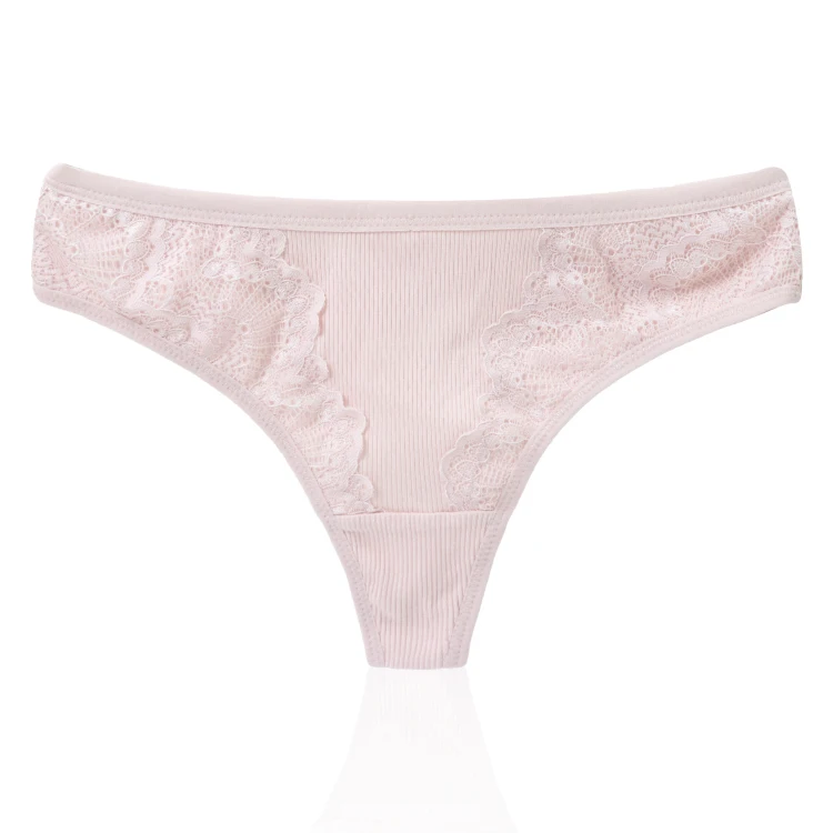 

BEIZHI Fashion Mid-waist Lace T-black Nylon Comfortable Women Sexy Thong Panties