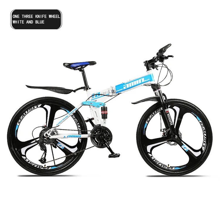 

2021 new folding bike adults mountain bike full suspension 26inch bicycle, Red yellow blue white