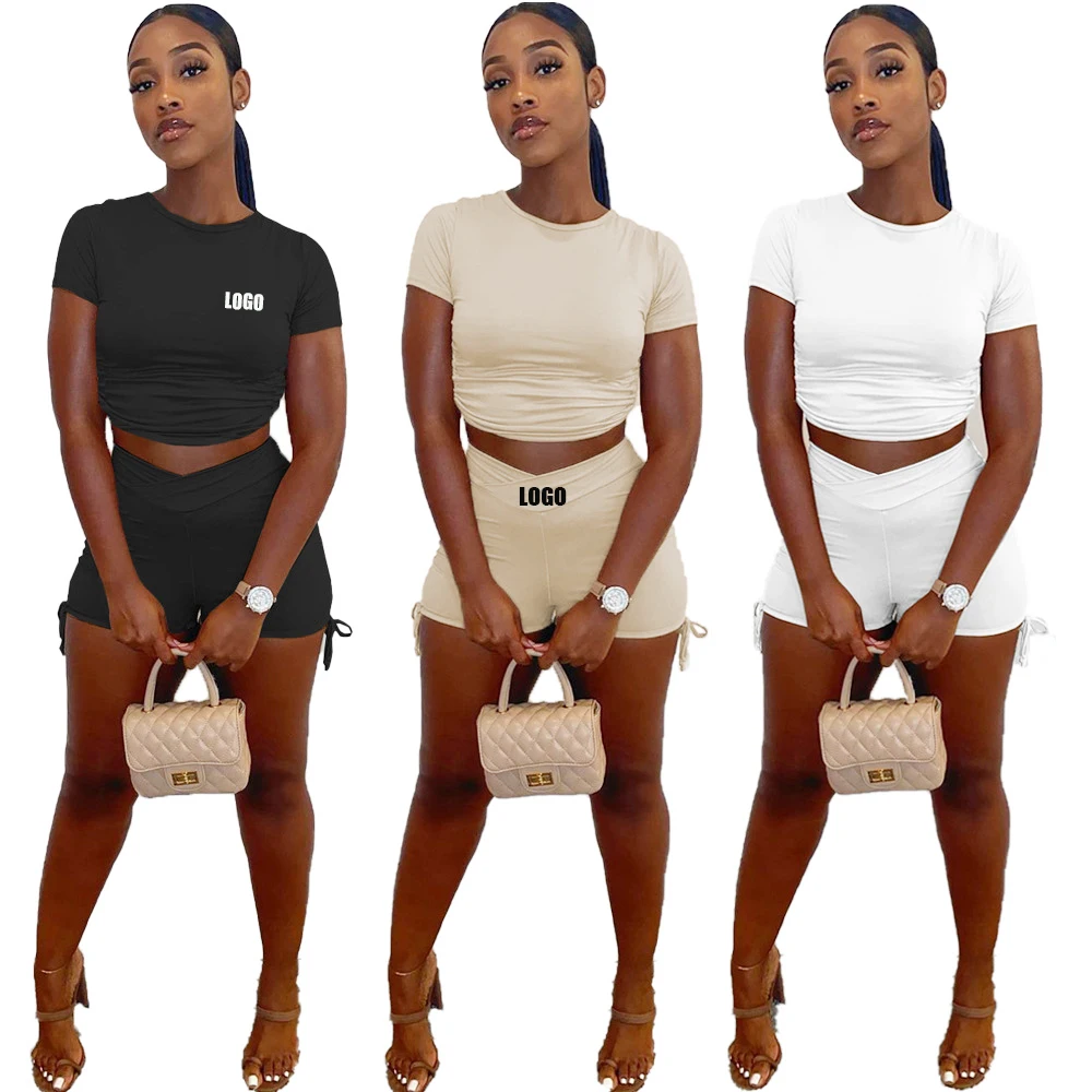 

Free Shipping Ladies 2 pieces set Tracksuit Tight track suit women boxer pleated biker and shorts sets, Color avaliable