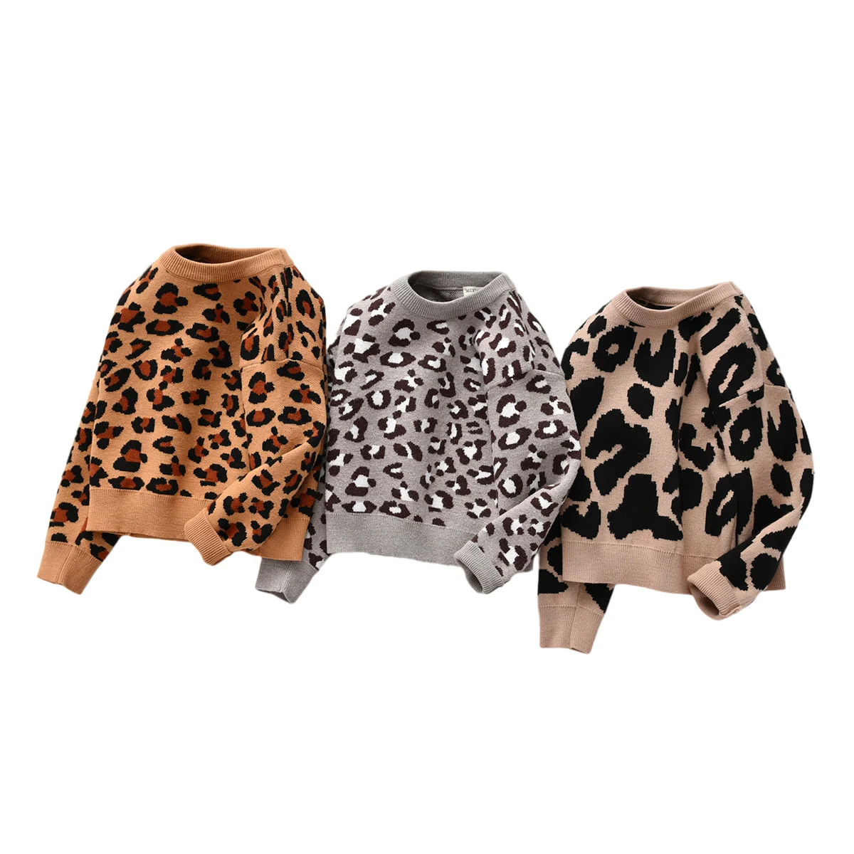 

Toddler Girl Clothes Kids Pullover Leopard Printed Sweater Boy And Girls Kids Fall Winter Clothing 2021 Wholesale kid sweater