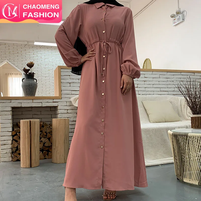 

6289# New Modest Clothing Long Sleeve Nida Solid Color Simple Daily Wear Islamic Muslim Dress For Women, Blue/black/navy/pink/brown/beige/maroon/green
