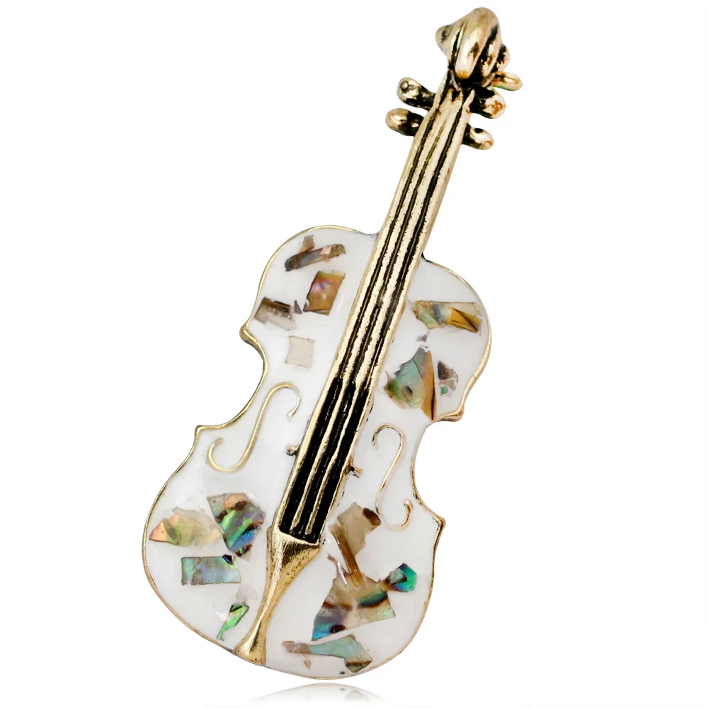 

Jachon Exquisite Violin Brooch High-end shell Men's Suit with Pin Accessories for Party, Green