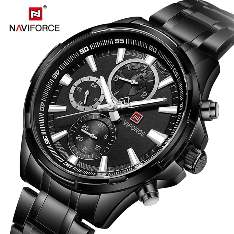 

NAVIFORCE Sport Quartz Watch Men Top Brand Luxury Mens Fashion Chronograph Watches Male Stainless Steel Waterproof Wrist Watch, Picture