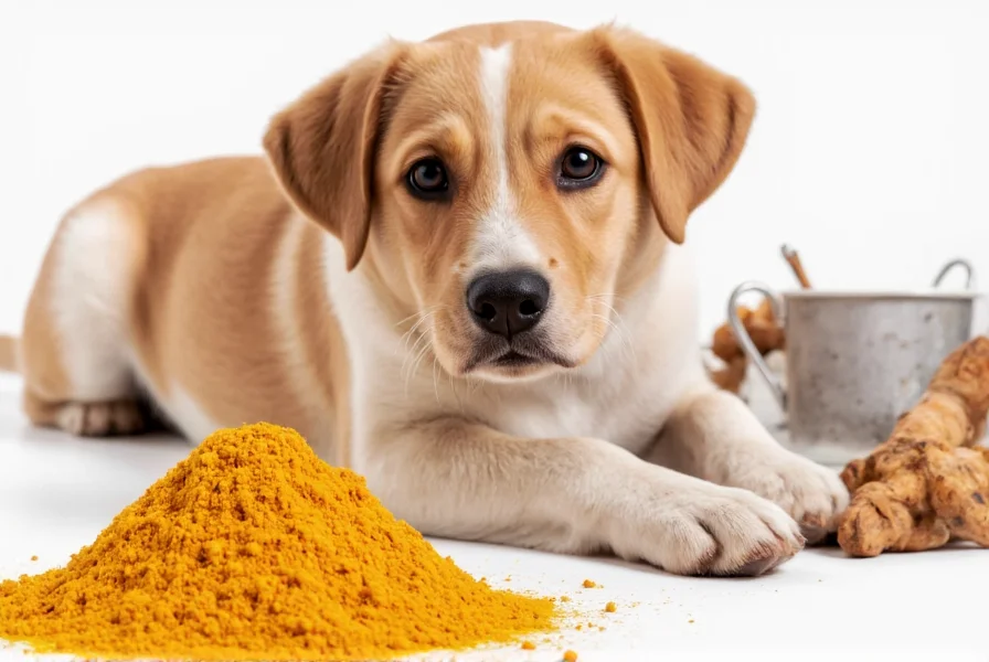 Golden turmeric powder sprinkled on dog food with fresh black pepper