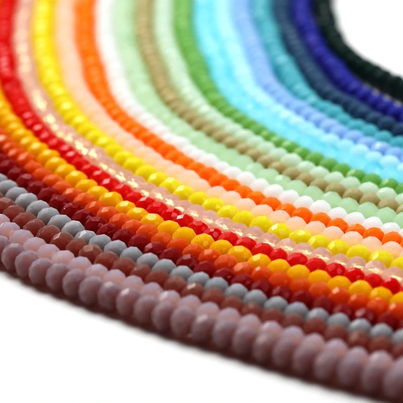 

Mixed Crystal Beads Color For Jewelry Making 4/6/8mm Faceted Flat Round Crystal Glass Rondelle Loose Spacer Beads, Colors