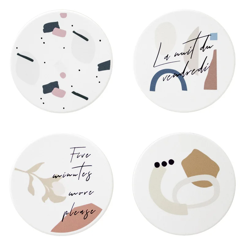 

4pc set Absorbent Ceramic Stone Coaster for drink