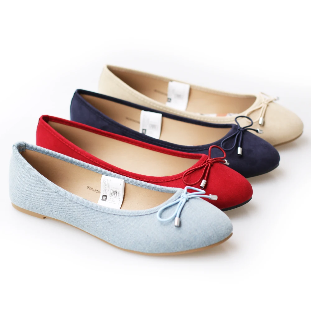 

Stock 2021 the women cheap fashion basic fabric upper popular printing soft insole elastic bow flat ballrina shoes, Beige/navy/red/l.blue/black