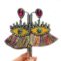 

18411 Dvacaman 2019 Fashion Women Statement Crystal Eyes Dangle Tassel Earrings For jewelry Accessories