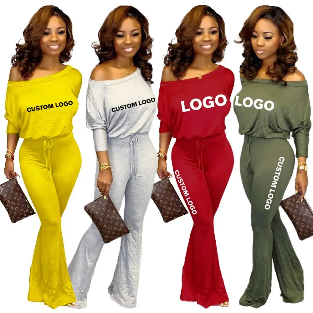 

Free Shipping women best selling one shoulder batwing sleeve jumpsuit sexy Sold Color casual wide leg jumpsuit, Customized color