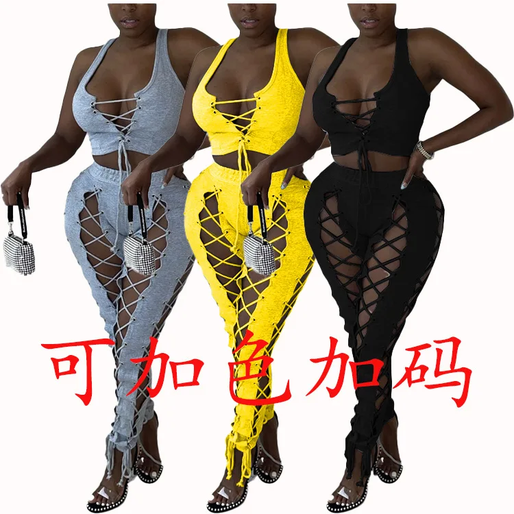 

Hot style fashion slim sexy drawstring deep V suit