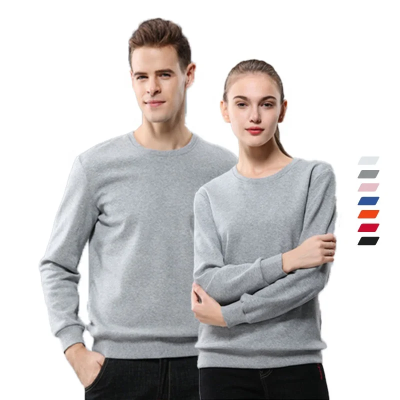 

Custom men's and women's loose crew neck long sleeve t shirt gray Sweatshirt