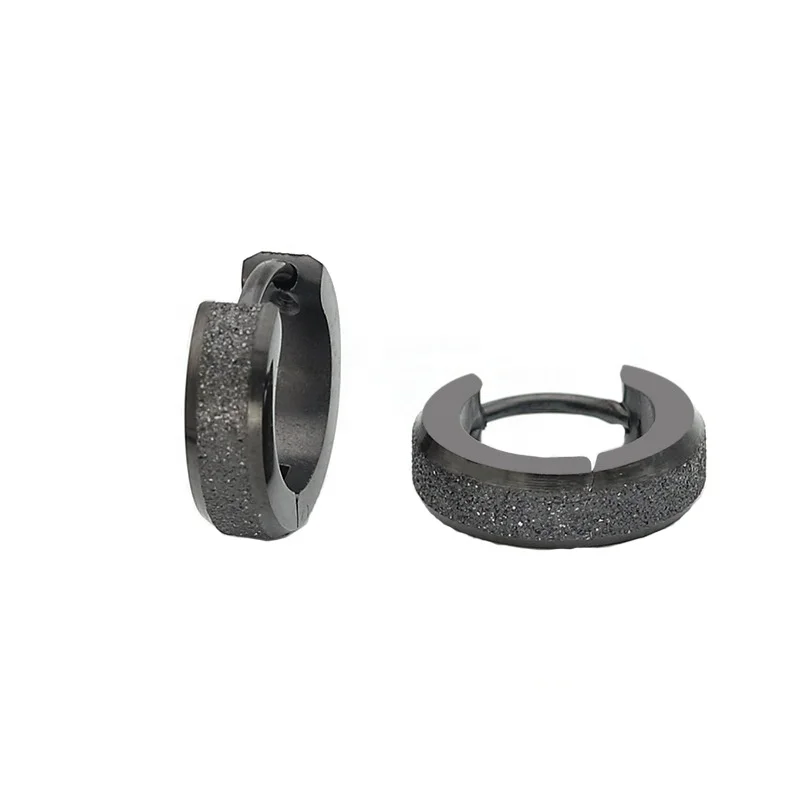 

HYH stainless steel matte black hoop earrings for men, Rodhium/gold/rose gold/black