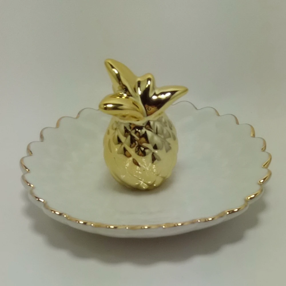 

home table decoration square shape customizable dish ceramic jewelry tray with gold rim