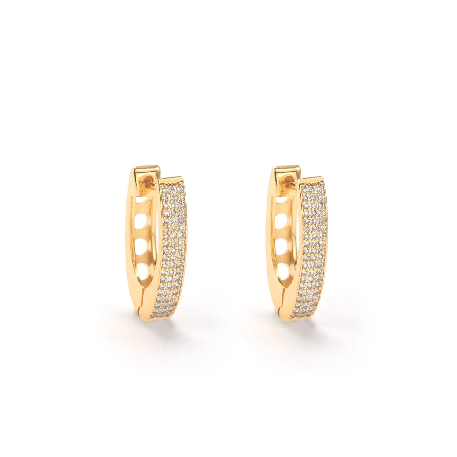 

gold plated micro pave zircon hoop earrings hypoallergenic