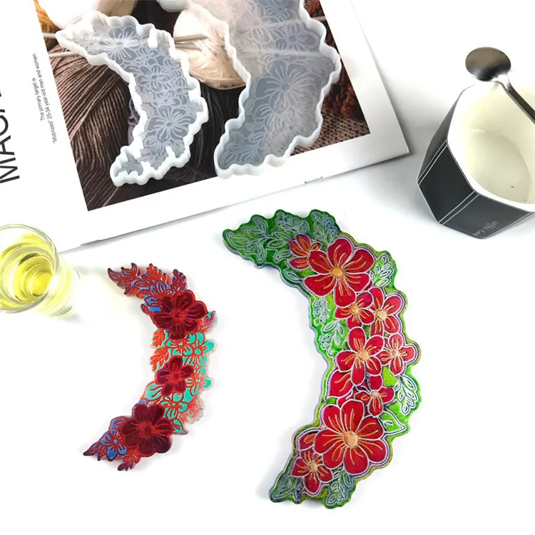 

Y3025 DIY epoxy resin flower Garland silicone coaster mold, White