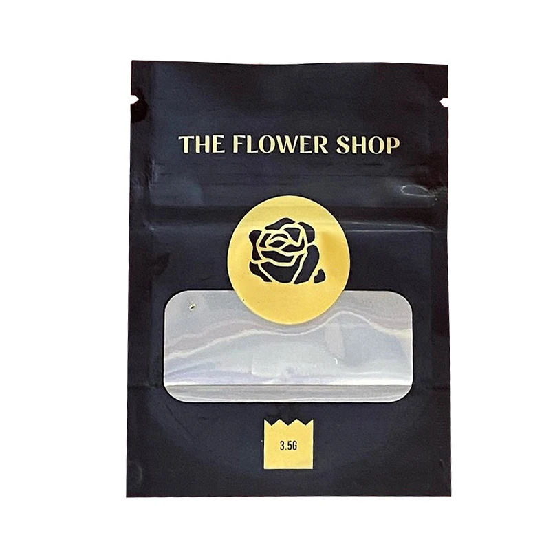 Custom Printed Foil Silver Plastic Smell Proof Black Ziplock 3.5g 7g Edible Weed Gummies Candy Packaging Mylar Bag With Window